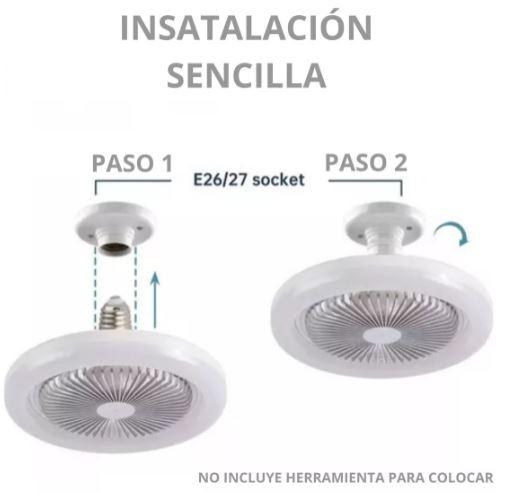 Ventilador de Techo con Luz Lámpara LED Silenciosa para Salón