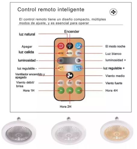 Ventilador de Techo con Luz Lámpara LED Silenciosa para Salón