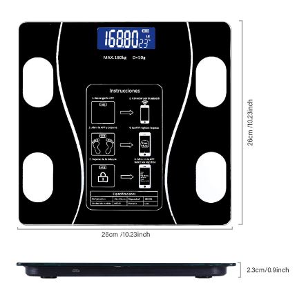 Bascula corporal digital inteligente bluetooth, carga por USB