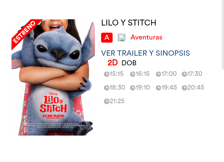 Henry Cinemas Película de Lilio y Stitch